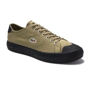 Lacoste Gripshot Trainers Olive Canvas Low-Top Sneaker with Black Trim size 11.5
